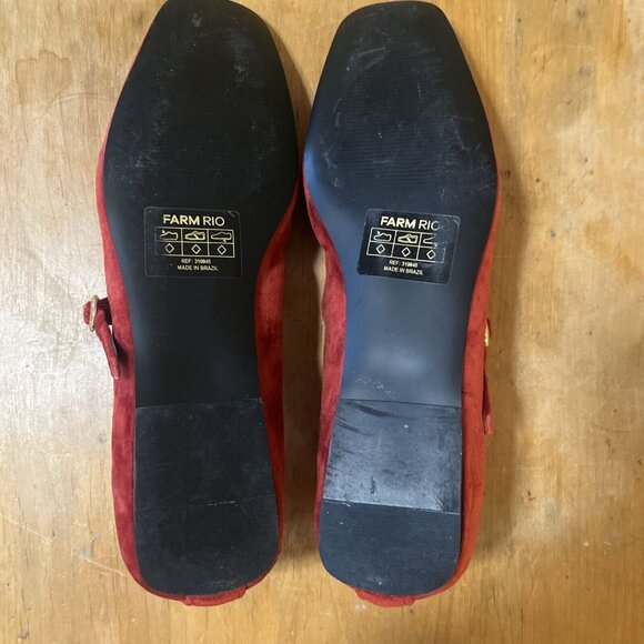 Farm Rio Women Mary Jane Flats Adjustable Straps Buckle Square Toe Red Size 9 - Picture 7 of 12